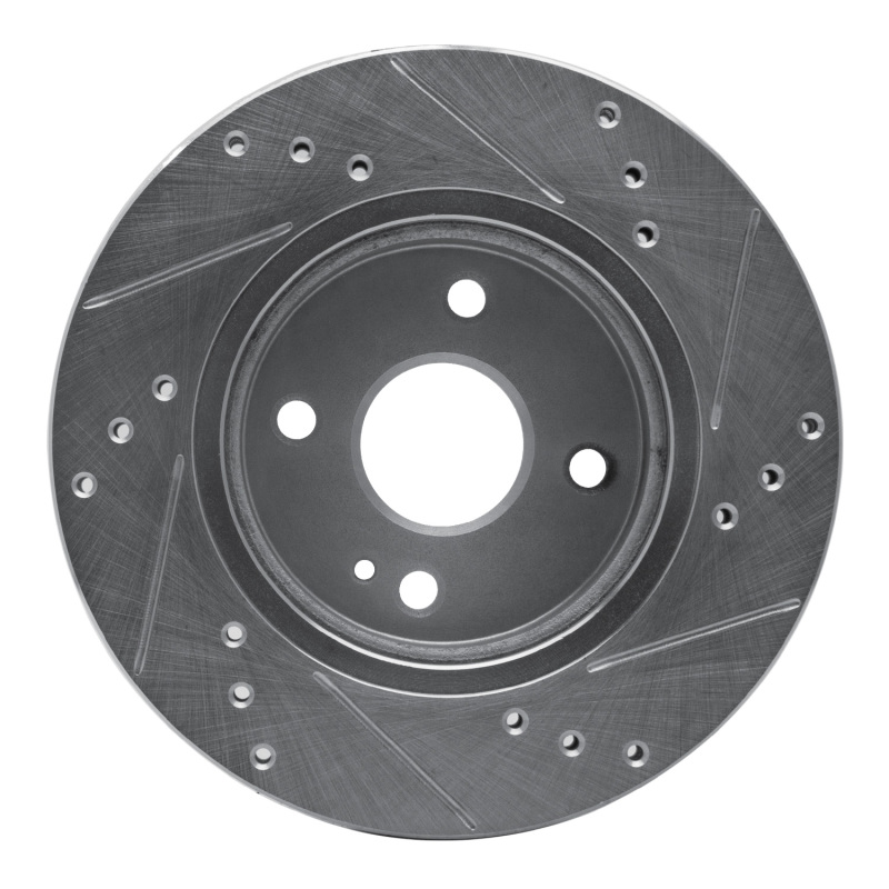 Mazda 2 Brake Rotor (1) - Front Left - R1 Concepts - Drilled & Slotted - Silver - `11-`15